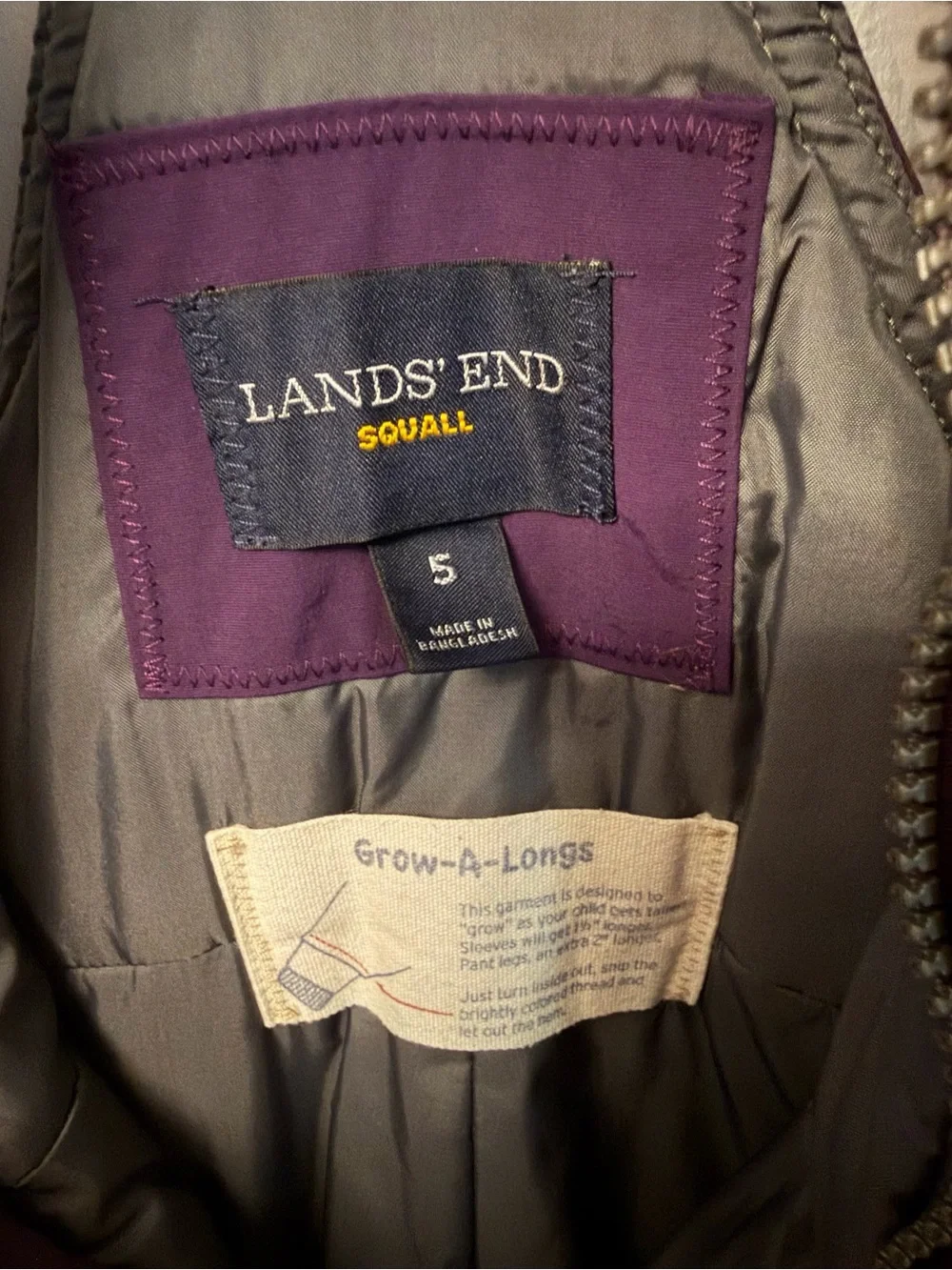 Lands End Squal Kids Purple Snow Bib Overalls